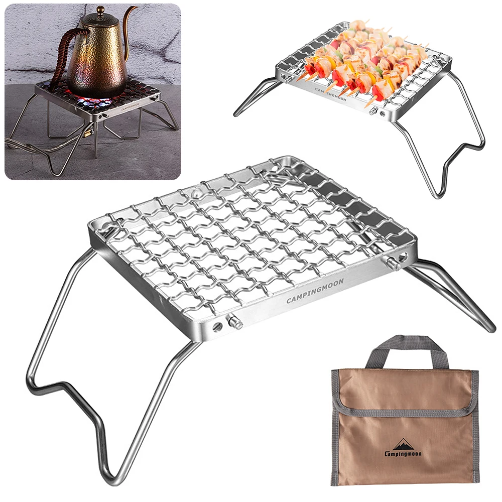 

Складная мини-стойка для гриля с регулируемым механизмом для кемпинга, пешего туризма, рыбалки, барбекю, сада, кухни