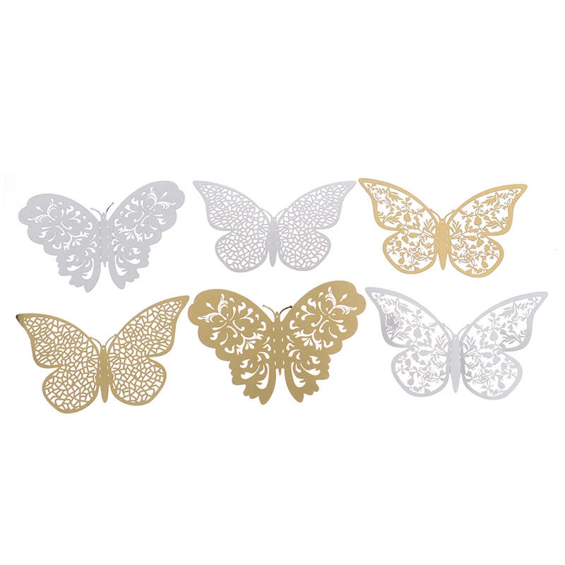 

12Pcs Metal Texture Gold Artificial Butterfly Cake Topper Simulation Butterflies