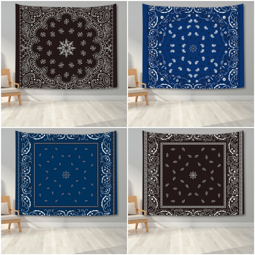 

Настенный гобелен с цветочным узором, украшение для спальни, традиционный этнический черно-белый фон, гобелены, домашний декор в стиле бохо
