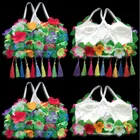 Новый Красочный бюстгальтер с подвеской в виде Гавайских цветов с кисточками, Цветочные майки танец хула, костюм для косплея, вечеринки, Рождества