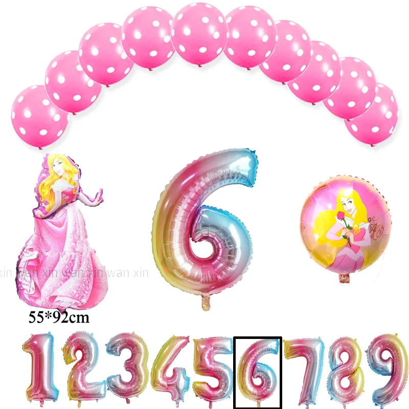 13pc set P22 princess Rapunzel birthday balloons include 10pcs latex globos 1pc unmber 2pc rapunzel foil balloons for princess party balloons - Цвет: 13pc set P22