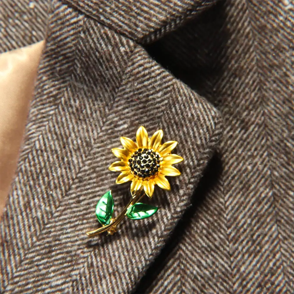 1 шт. элегантный сплав Стразы Подсолнух Эмаль аксессуары для одежды подарок