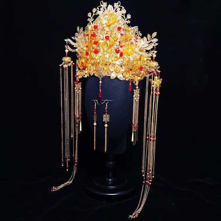 HIMSTORY винтажный китайский стиль золотая корона для волос традиционный свадебный