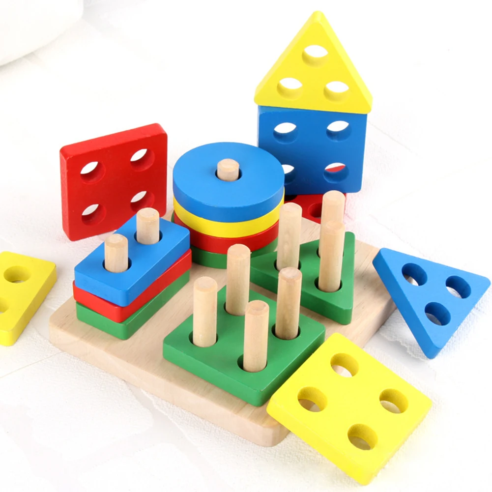 

Kids Wooden Montessori Toy Building Blocks Montessori Toys Color Shape Match Sorting Board Puzzle Geometric Learning Toy Gift#38
