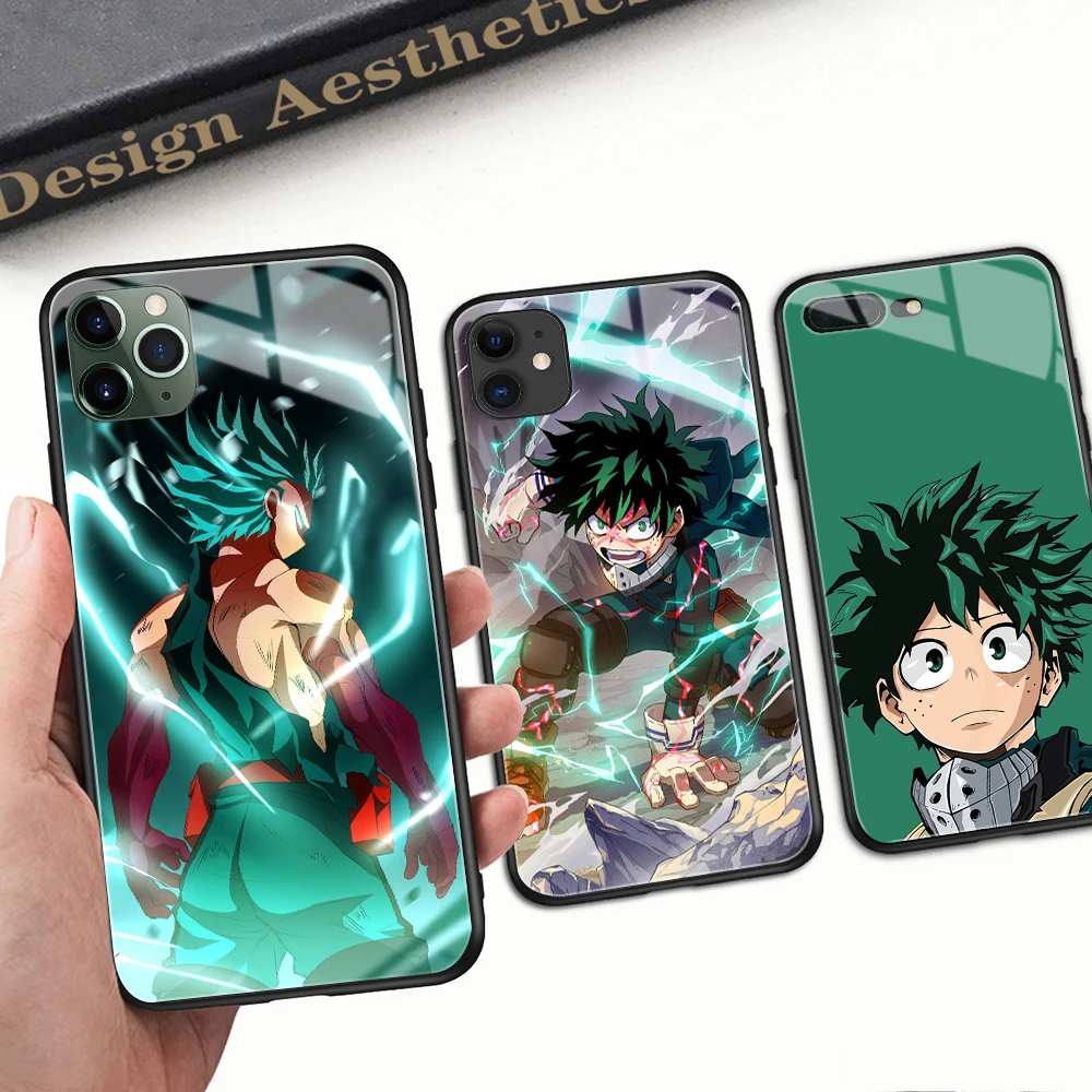 Чехол для телефона из закаленного стекла аниме Midoriya Izuku для iPhone 11 12 13 14 pro X XS MAX XR 6 6s 7 8 14 Plus Se2020 mini Manga