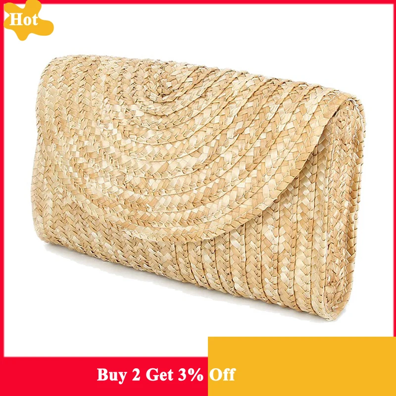 Соломенный клатч кошельки для женщин летние пляжные сумки Свадебный конверт