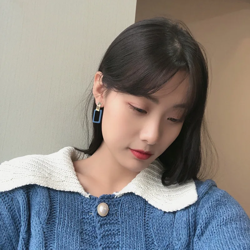 

Simple Yellow Square Fashion Earring Charms Hollow Multi Drop Earrings