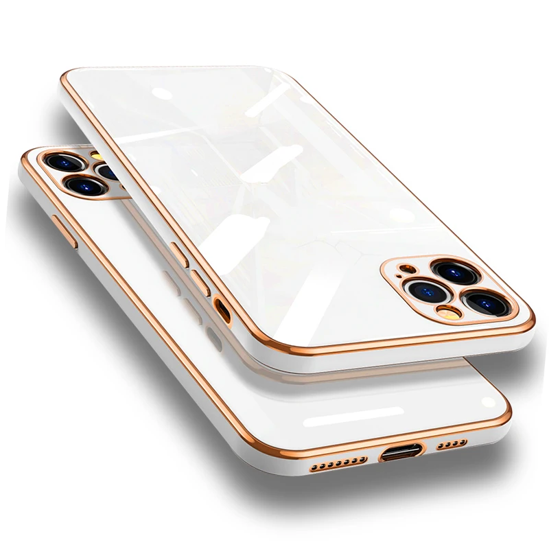 Luxury Plating Frame 6D Bling Soft Silicone Case for iPhone 11 12 13 Pro Max Mini X XR XS 7 8 Plus SE 2020 Shockproof TPU Cover