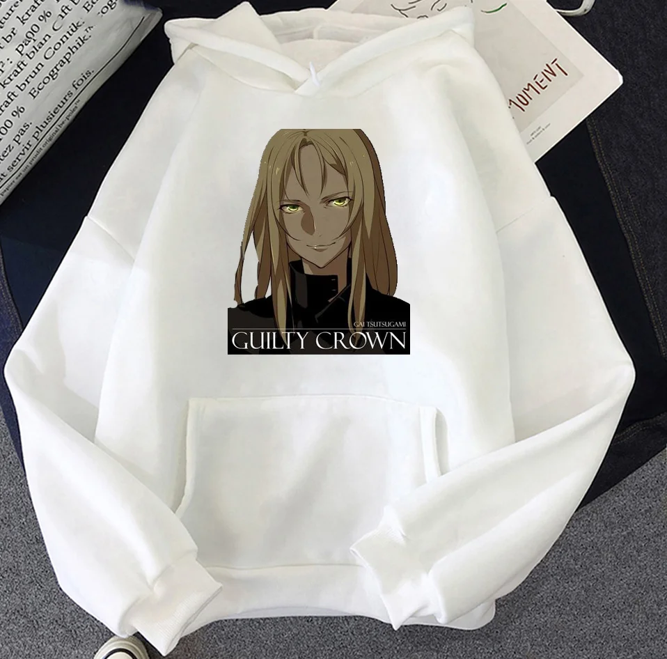 

2021 Couple Guilty Crown Women Aesthetic Cartoon Character Cow Print Top Black Hoodies Long Sleeve Spring Anime Cotton