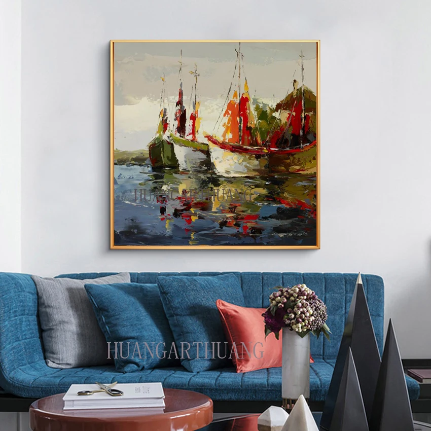 

Oil Painting By Handpainted Modern Seaview Abstract Canvas Painting Wall Art Pictures For Living Room Home Decor Gift Frameless