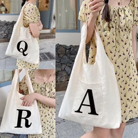 womens shopping bags canvas commuter shoulder vest bag black 26 letters reusable grocery handbags eco tote shopper bag
