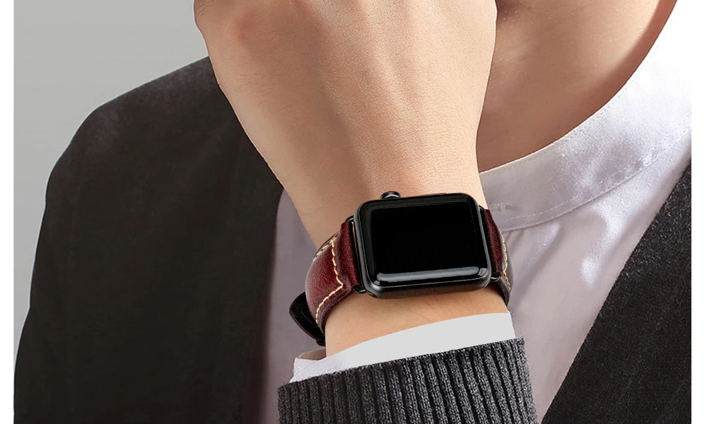 Кожаный браслет MAIKES для Apple Watch 42 мм, 38 мм, 44 мм, 40 мм, серия 4, 3, 2, ремешок для Apple Watch iWatch, ремешок для часов