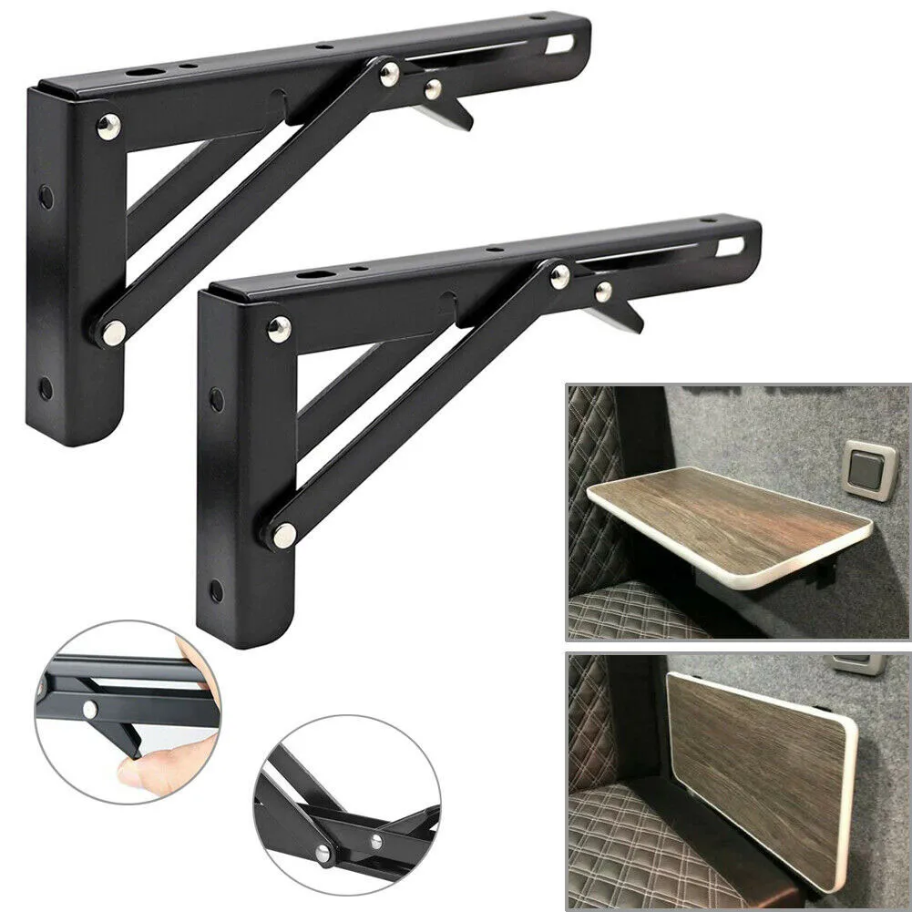 

2pcs Stainless Steel Folding Triangle Bracket Shelf Support Adjustable Shelf Holder Wall Mounted Bench Table Shelf simple design