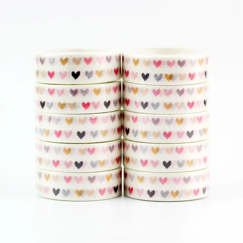 

NEW 10pcs/lot Decorative Cute Colorful Hearts Washi Tapes DIY Scrapbooking Planner Adhesive Masking Tapes Kawaii Stationery