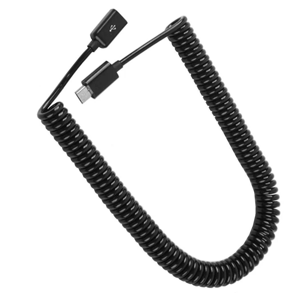

3M Coiled Micro USB B Male Female M/F Extension Charging Spiral Cable Cord