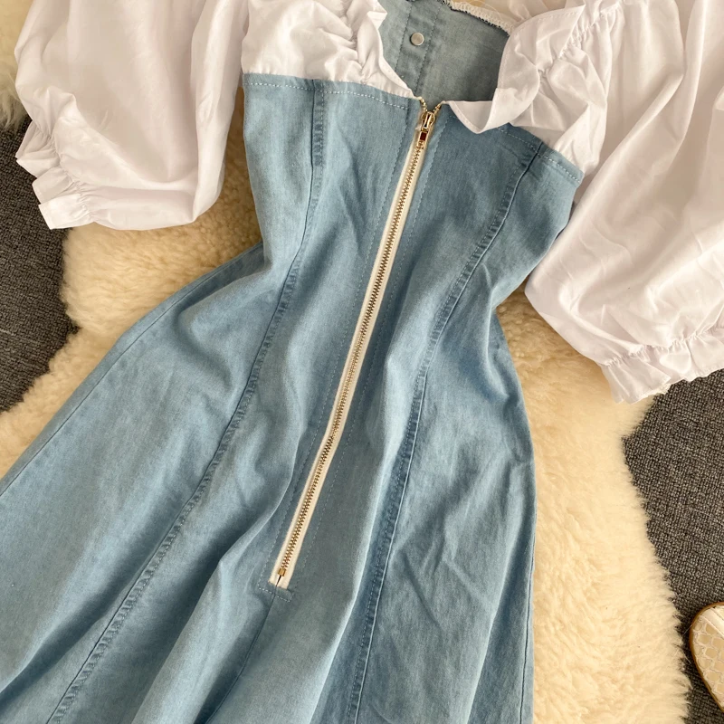 Французский стиль летние женские повседневные джинсовые трапециевидные