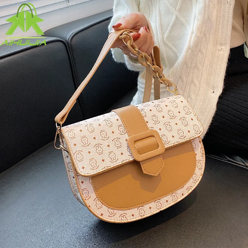 

Сумка-мессенджер женская из искусственной кожи, Полукруглая, с принтом, 2021