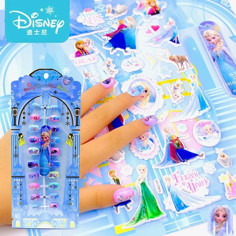 

Disney Frozen Princess Elsa Anna Snow White Makeup Nail Stickers Suit Cartoon Stitch Stickers For Girl Kids Toy Christmas Gift