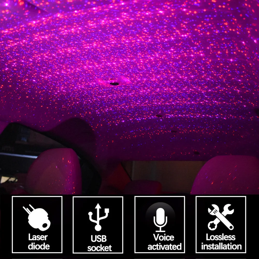 Звездное небо окружающий свет освещение салона автомобиля лазерная проекция RGB
