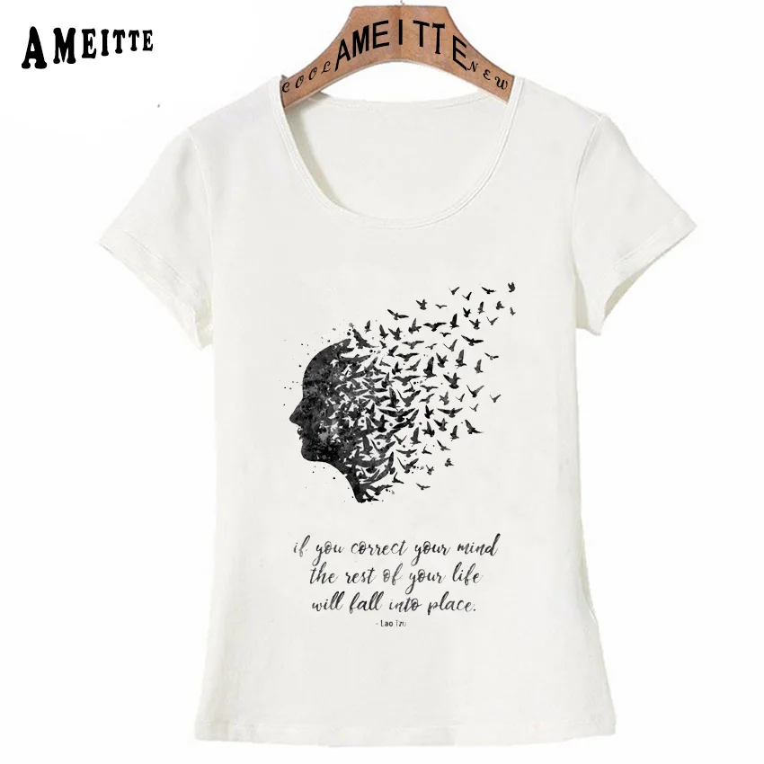 Летняя женская футболка с принтом летающих птиц медитации искусства акварели Yog a
