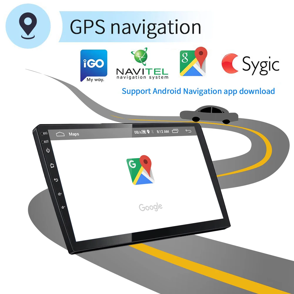 Автомагнитола Podofo 2 Din Android GPS 10 ''емкостный сенсорный экран Bluetooth Wi-Fi FM-приемник