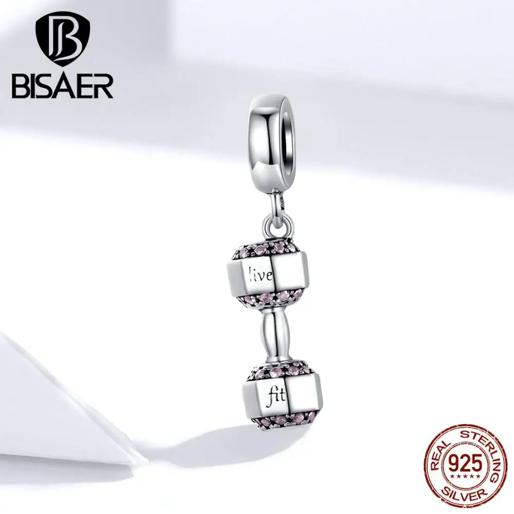 BISAER подлинные 925 пробы серебряные футбольные мячи Спорт люблю волейбол футбольные мячи шармы подходят серебряные бусины DIY Изготовление ювелирных изделий