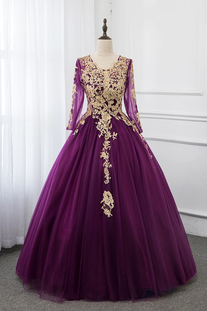 

Ball Gown Quinceanera Dress Debutante Gowns Long Sleeve Prom Sweet 16 Gowns Tulle robe de bal Birthday Party Robe Quinceanera