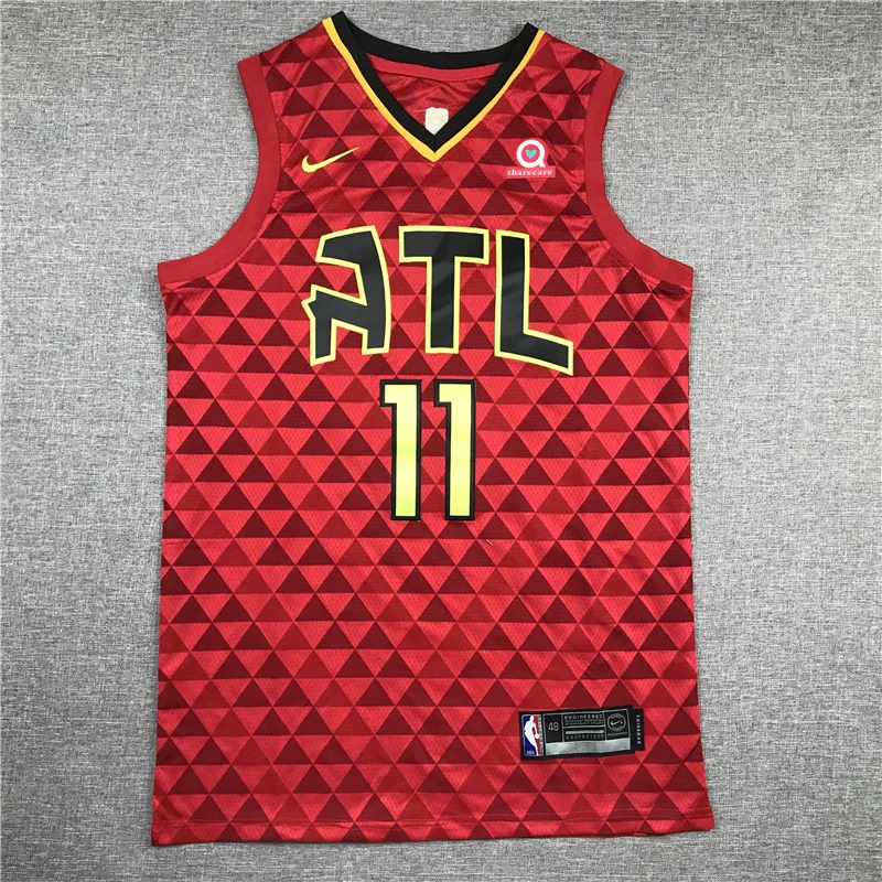 

NBA Atlanta Hawks #11 degli uomini Giovani Abiti Basket Rosso E Nero Maglie Set