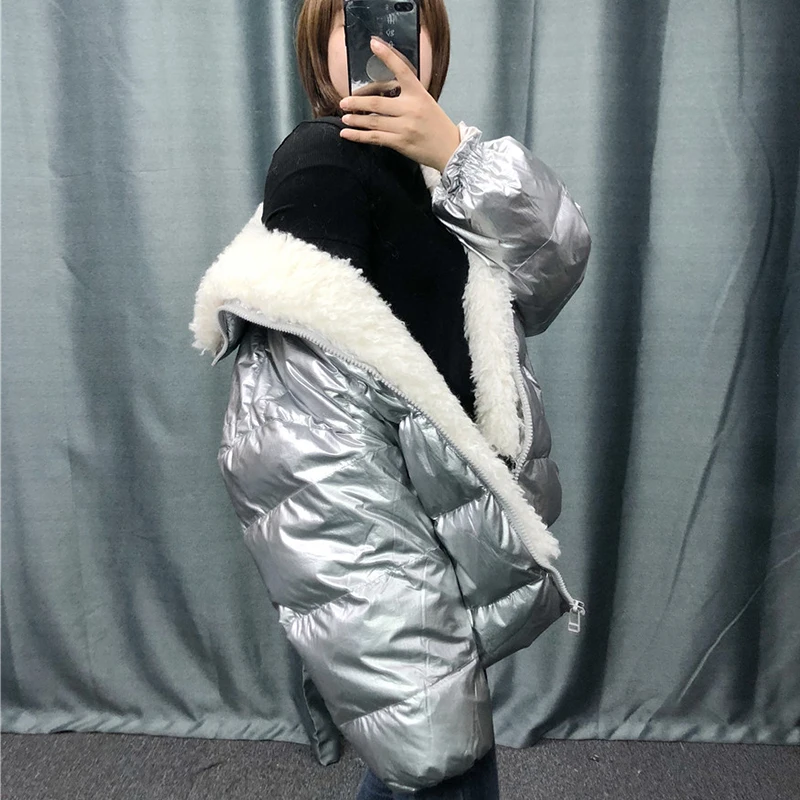 Женская зимняя куртка на белом утином пуху с меховым воротником|Женские