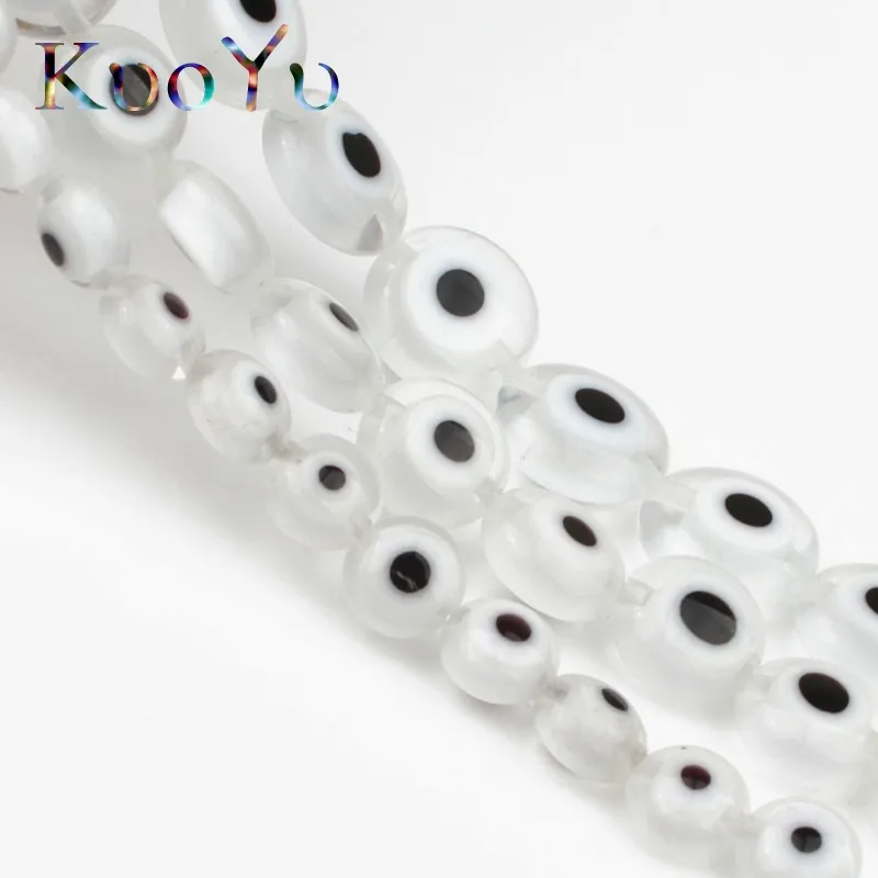 С клипсами Дурной глаз белый бисерами из окрашенным стекла с двойным остеклением