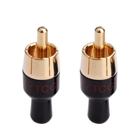 2pcs rca connector jack speaker for 4mm audio cable audio converter male plug copper soldering wire adapters