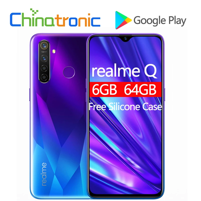Мобильный телефон realme Q 6 ГБ 64 4G FDD LTE 3 дюймовый экран FHD + Snapdragon 712 восемь ядер 48 МП VOOC