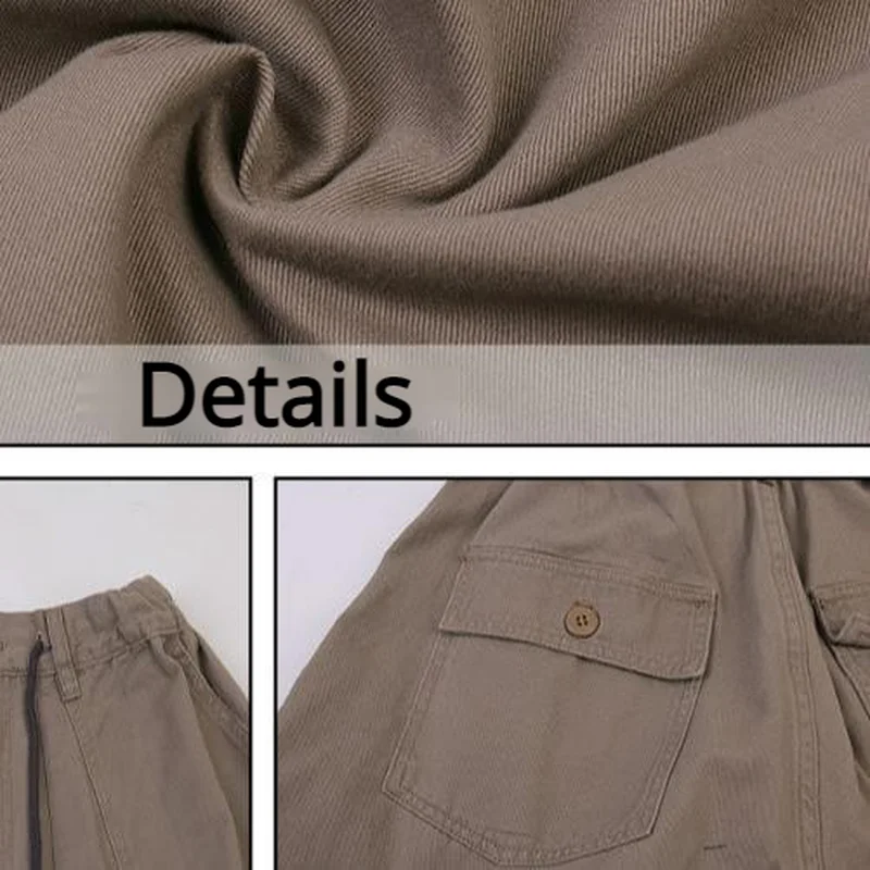 

Solid Cargo Unisex Women Casual Pants Wide Leg Retro Vintage Design High Waist Drawstring Japanese Style BF Students Ulzzang Ins