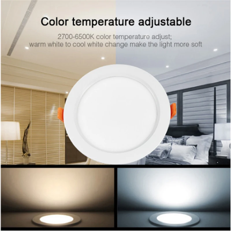 

Mi Light LED Panel Lamp 6W 12W 15W RGB CCT (RGB+Warm White/White) led downlight by wifi 2.4G Remote Controller Brightness Dimmer