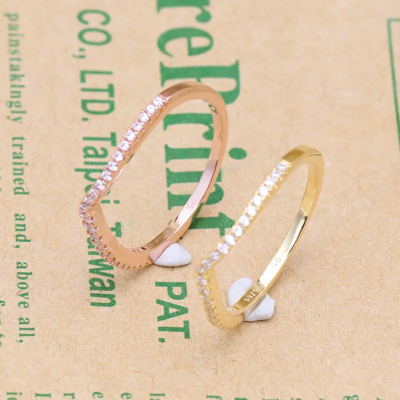 

DoDoFly Authentic 925 Sterling Silver Bright Wishing Bone Ring Wish Glittering Zircon Ring For Women Original Jewelry Gift