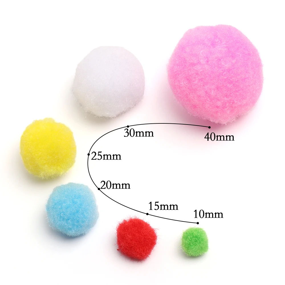 

100Pcs 10/15/20/25/30/40mm Cute Mini Fluffy Soft Pom Poms Pompoms Ball Kids Toys DIY Children's Handmade Creative DIY Toys