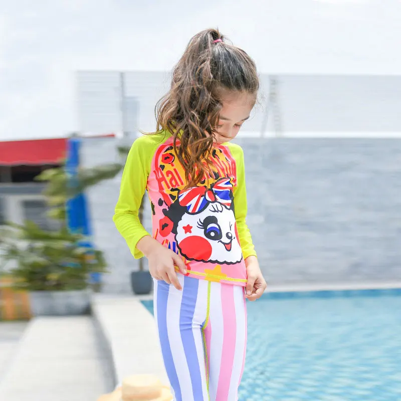 Girls Swimsuit UPF 50+ UV Two or Three Piece Long Sleeve Swimwear Rash Guard Sets Kids 3-12 Years Bathing Suits for Child | Спорт и