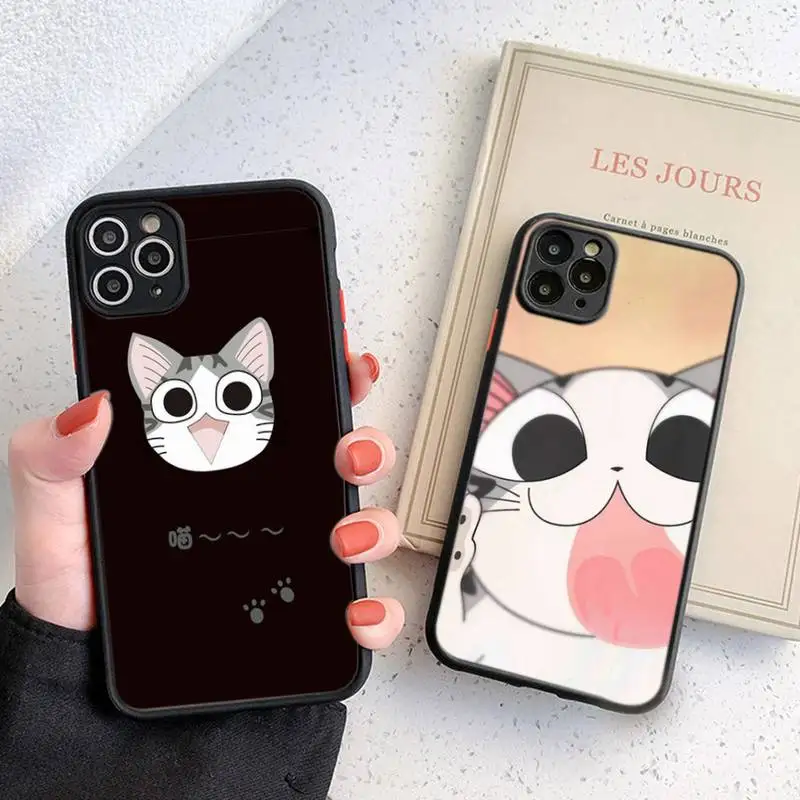 

Chi Cat Sweet Home Phone Case Black Transparent Matte For IPhone 7 8 11 12 S Mini Pro X XS XR MAX Plus Cover Shell