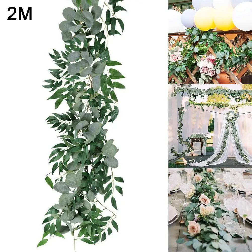 

Artificial Hanging Eucalyptus Vine Leaves Garland Party Photo Props Home Decor