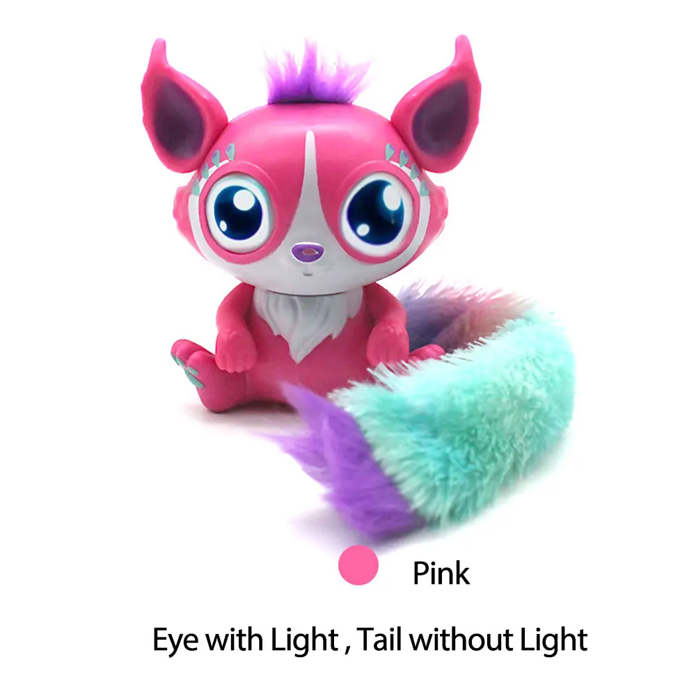 Милая плюшевая игрушка Acousto-optic Touch Interactive Pet волшебный цвет хвост фигурка лисы детские развивающие игрушки рождественские подарки для детей - Цвет: Pink Tail No Light