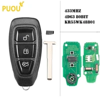 3 button 433434mhz 4d63 80bit chip for ford kr55wk48801 smart remote key keyless for ford focus c max mondeo kuga fiesta b max