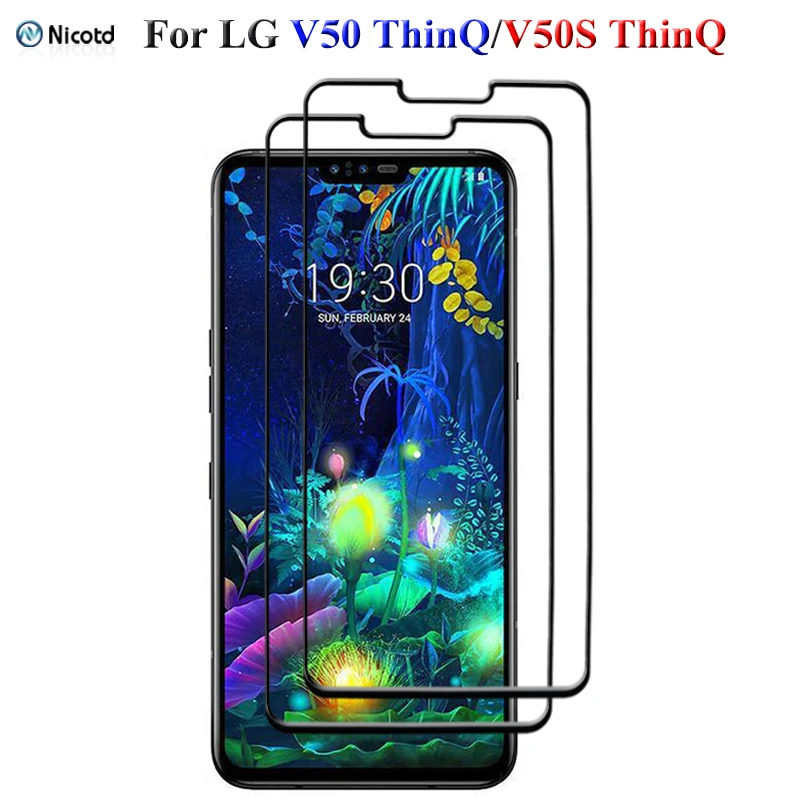 2Pcs/Lot Full Cover Screen Protective Glass For LG V50 ThinQ Full Glue Tempered Glass For LG V50S V50 ThinQ 9H Screen Protector
