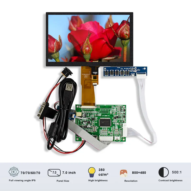 

Оригинальный сенсорный экран BOE QT070WVM-NH0 800 × 480 SRGB с параллельной платой RGB FPC 50 Pins 350 Nits