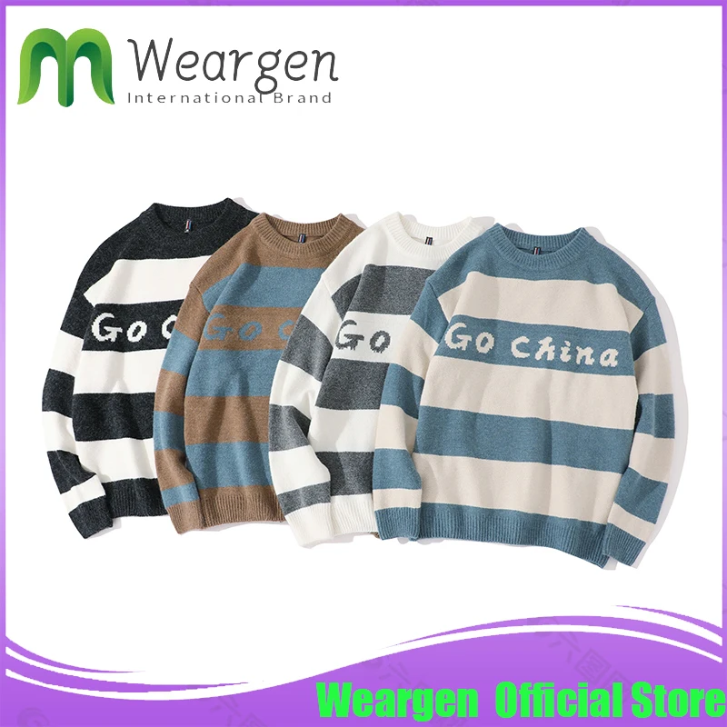 

Weargen Sweater Men Tops Winter Male Plaid Pullovers Comfortable Mens Christmas Sweaters Keep Warm Pull Homme NYH120