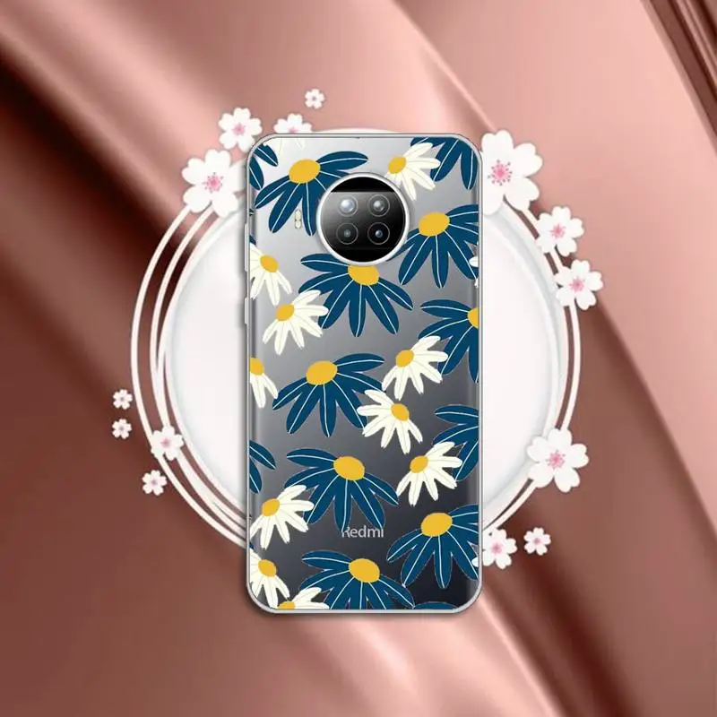 

Phone Case Transparent for Xiaomi mi Redmi note 10 t 8 9 pro lite 11 Samsung S 8 9 10 20 Cute cartoon daisy flower