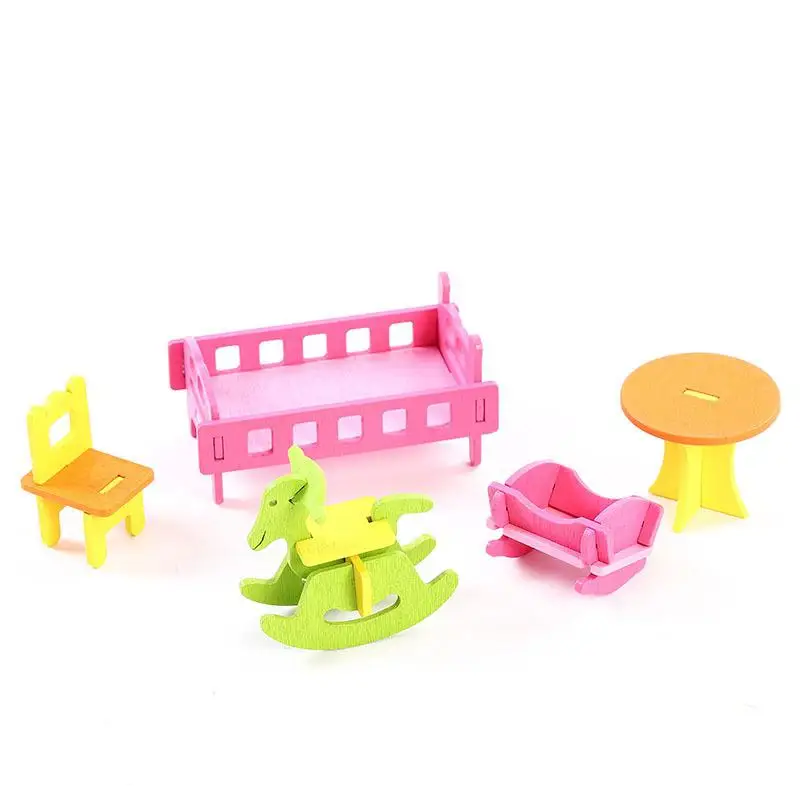 Деревянная детская маленькая мебель моделирование DIY разборка головоломка