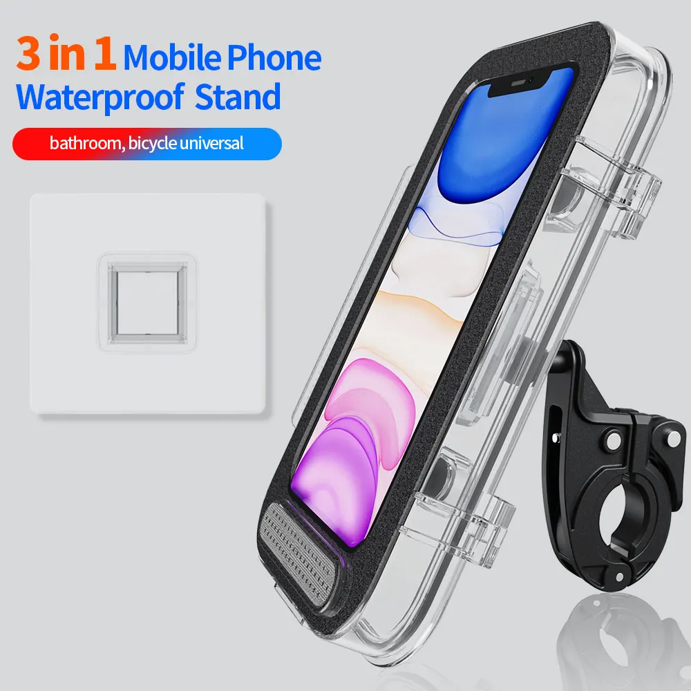 3in1 Bike Phone Holder Waterproof 360°Rotation Mobile Phone Holder for Bike Scooter Motorcycle Phone Mount with Wall mount