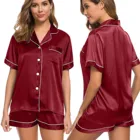 Женский пижамный комплект, летняя модная Свободная Повседневная однотонная простая Однотонная рубашка до середины икры с V-образным вырезом, женская ночная рубашка g4