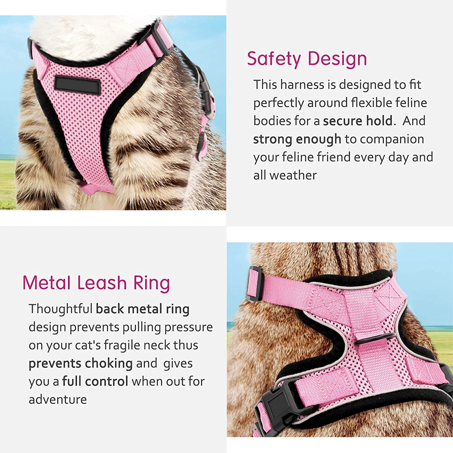 Шлейка и поводок для кошек мягкая регулируемая дышащая светоотражающая прогулок