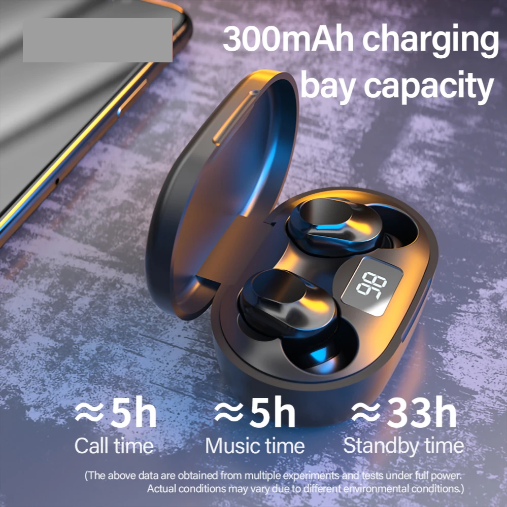 

TWS Earphone Wireless Bluetooth Headphones AI Control Gaming Headset Stereo Bass with Mic Noise Reduction